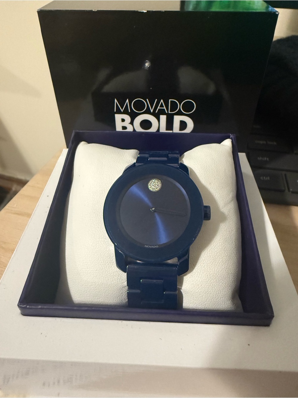 Movado Bold Men's Navy Blue Stainless Steel Bracelet Watch